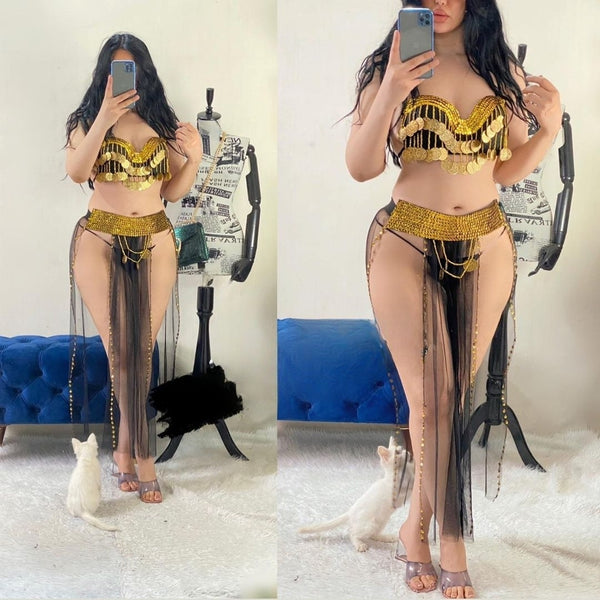Two-piece belly dance suit