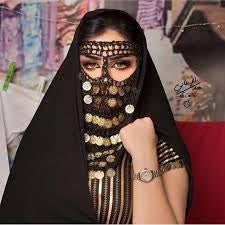 برقع اسود ذهبي