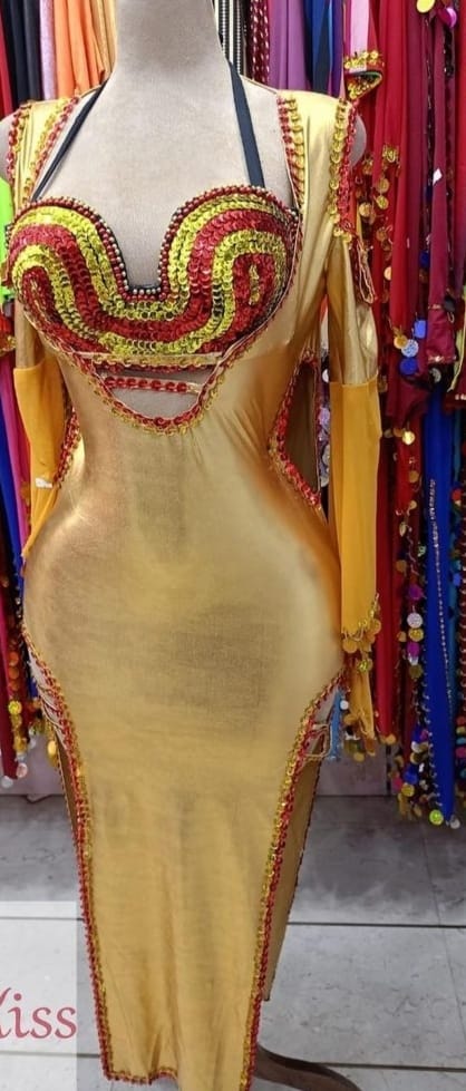 بدله رقص شرقى قطعتين دهبى